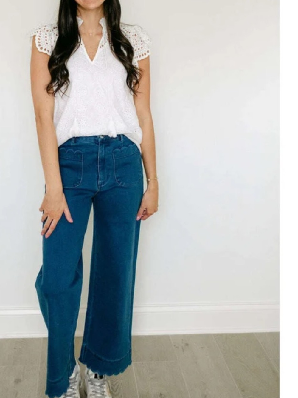 Boutique White Eyelet Blouse Top Sincerely Ours Medium NWT $105 100% Cotton